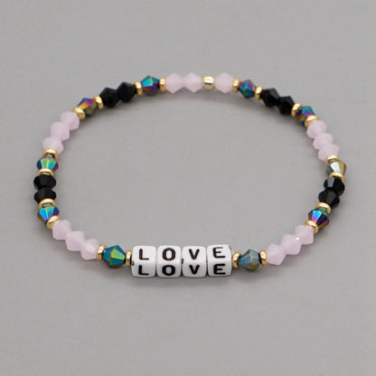 Bohemian Style Color Crystal Letter Beaded Small Bracelet