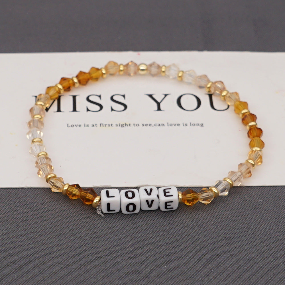 Bohemian Style Color Crystal Letter Beaded Small Bracelet