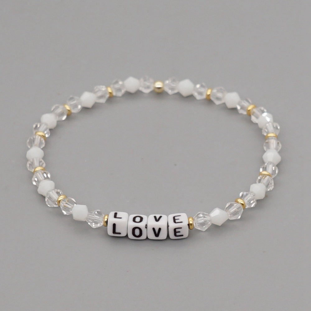 Bohemian Style Color Crystal Letter Beaded Small Bracelet