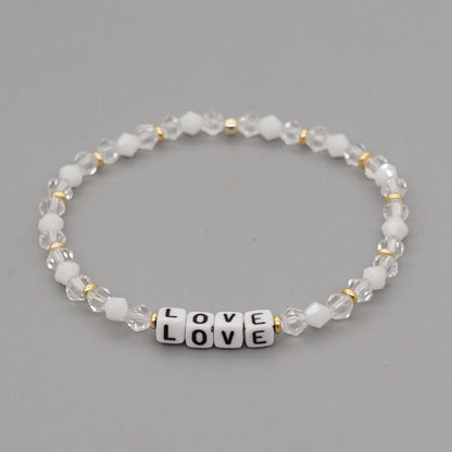 Bohemian Style Color Crystal Letter Beaded Small Bracelet