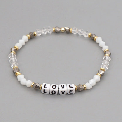 Bohemian Style Color Crystal Letter Beaded Small Bracelet