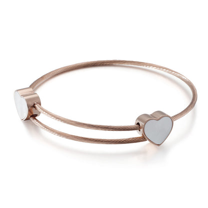 Fashion Stainless Steel Heart-shaped Inlaid Shell Bracelet Wholesale Gooddiy