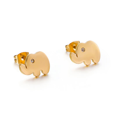 Korean Cute Fashion Titanium Steel Animal Baby Elephant Studs Stainless Steel Studs Boys And Girls Popular Ornament Wholesale