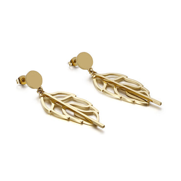 Korean Style Simple Leaves Stainless Steel Earrings Wholesale Gooddiy