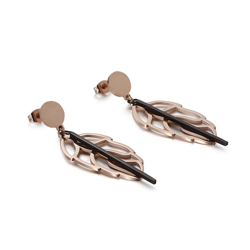 Korean Style Simple Leaves Stainless Steel Earrings Wholesale Gooddiy