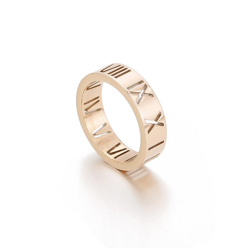 Simple Fashion Stainless Steel Hollow Roman Numeral Ring Wholesale Gooddiy