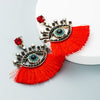 European And American Exaggerated Turkish Blue Eyes Tassel Earrings Fashionable Personalized Fan-shaped Devil Eyes Ins Earrings