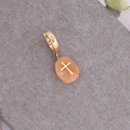 1 Piece Fashion Cross Plating Stainless Steel Natural Stone Earrings