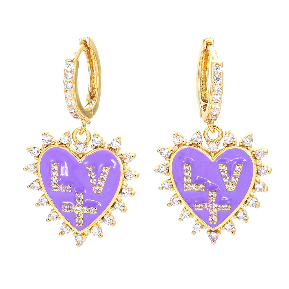 Korean Heart-shaped Oil Drop Color Earrings Wholesale Gooddiy