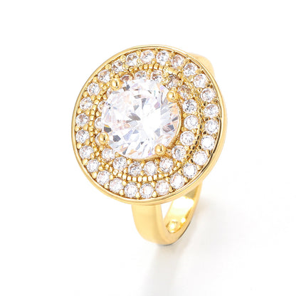 Fashion Micro-inlaid Zircon Opening Adjustable Round Copper Ring Wholesale Gooddiy