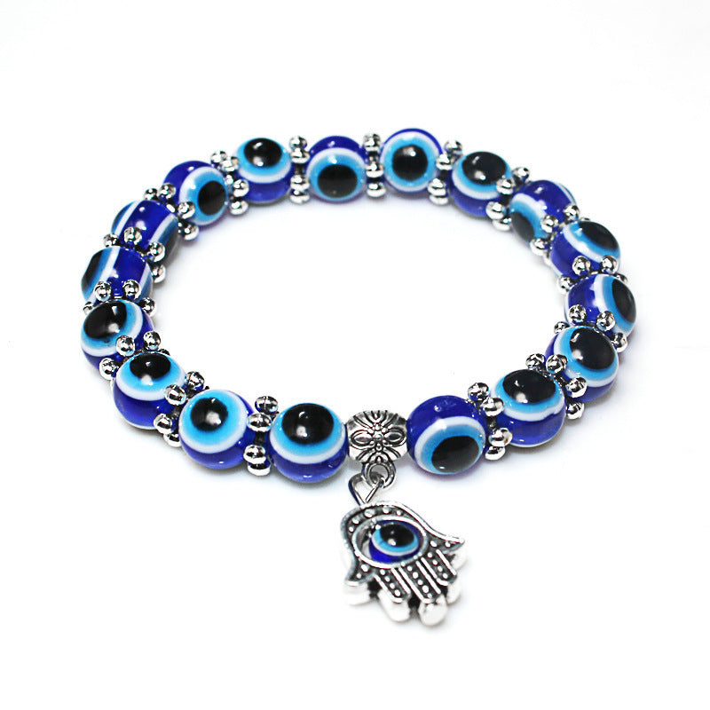 Retro Blue Eyes Palm Beads Pendant Bracelet Wholesale Gooddiy