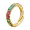 Simple Fashion Micro-inlaid  Multi-color Zircon Adjustable Copper Ring Wholesale Gooddiy