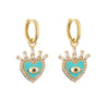 Retro Micro-inlaid Eyes Heart Shape Copper Plated Ear Clip Wholesale Gooddiy