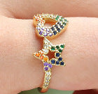 Fashion Micro-inlaid Stars Peach Heart-shaped Opening Adjustable Ring