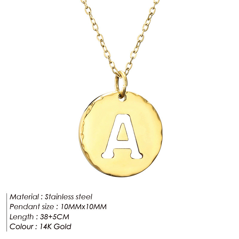 Simple Style Letter Stainless Steel Titanium Steel Plating 14k Gold Plated Pendant Necklace