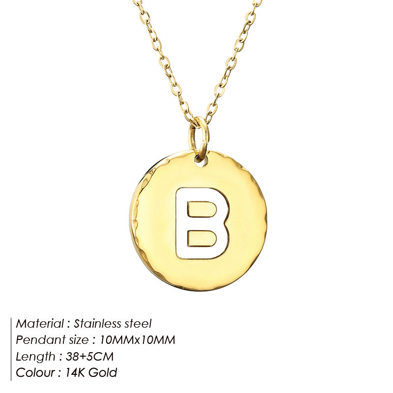 Simple Style Letter Stainless Steel Titanium Steel Plating 14k Gold Plated Pendant Necklace