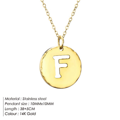 Simple Style Letter Stainless Steel Titanium Steel Plating 14k Gold Plated Pendant Necklace