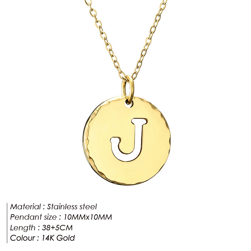 Simple Style Letter Stainless Steel Titanium Steel Plating 14k Gold Plated Pendant Necklace