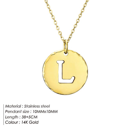 Simple Style Letter Stainless Steel Titanium Steel Plating 14k Gold Plated Pendant Necklace