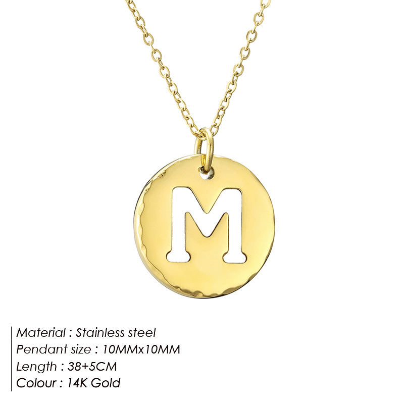 Simple Style Letter Stainless Steel Titanium Steel Plating 14k Gold Plated Pendant Necklace