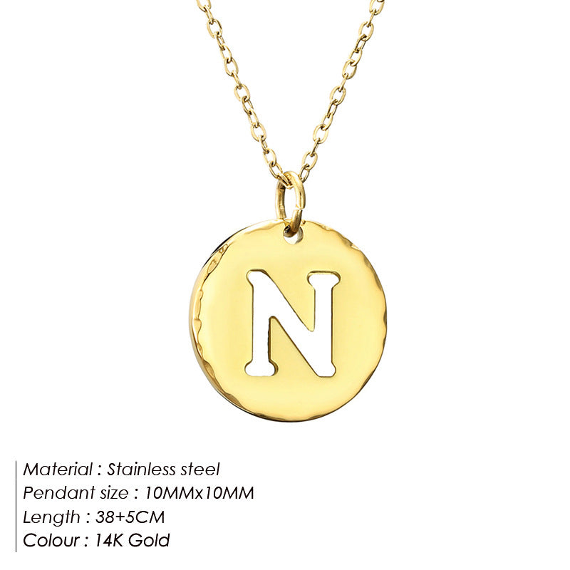 Simple Style Letter Stainless Steel Titanium Steel Plating 14k Gold Plated Pendant Necklace