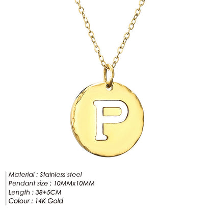 Simple Style Letter Stainless Steel Titanium Steel Plating 14k Gold Plated Pendant Necklace