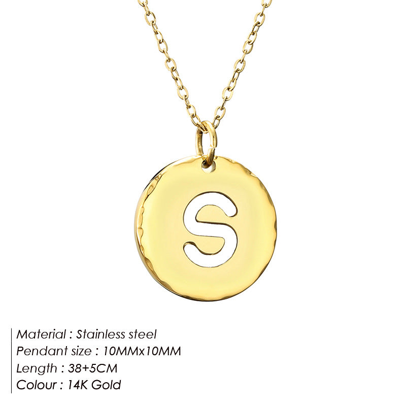 Simple Style Letter Stainless Steel Titanium Steel Plating 14k Gold Plated Pendant Necklace