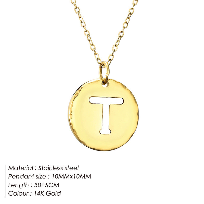 Simple Style Letter Stainless Steel Titanium Steel Plating 14k Gold Plated Pendant Necklace