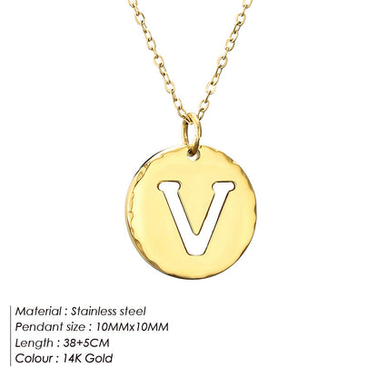 Simple Style Letter Stainless Steel Titanium Steel Plating 14k Gold Plated Pendant Necklace