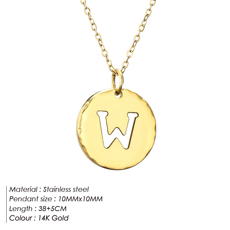 Simple Style Letter Stainless Steel Titanium Steel Plating 14k Gold Plated Pendant Necklace