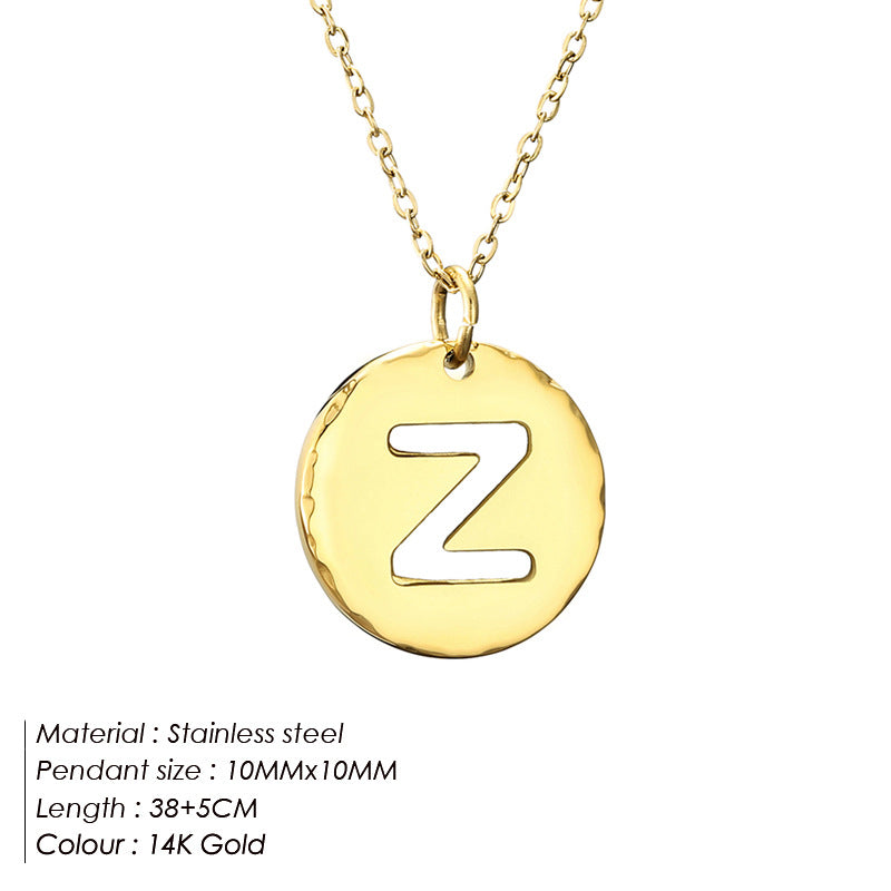 Simple Style Letter Stainless Steel Titanium Steel Plating 14k Gold Plated Pendant Necklace