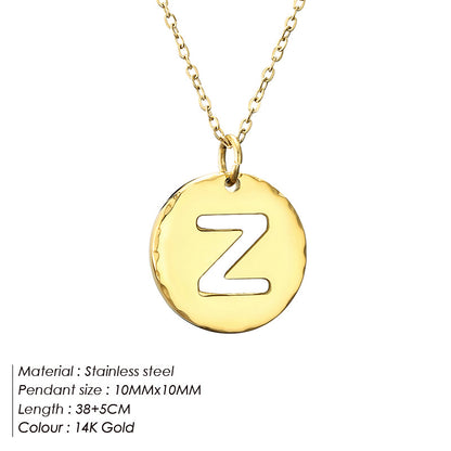 Simple Style Letter Stainless Steel Titanium Steel Plating 14k Gold Plated Pendant Necklace