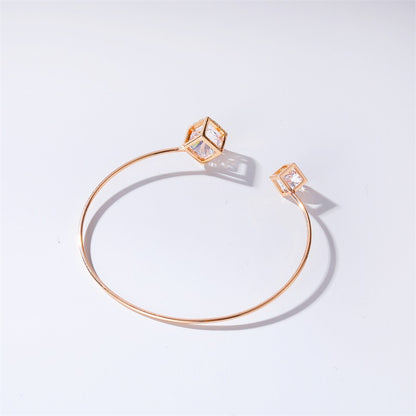 New Bracelet Gooddiy Wholesale Simple Metal Square Bracelet Temperament Zircon Geometric Opening Bracelet