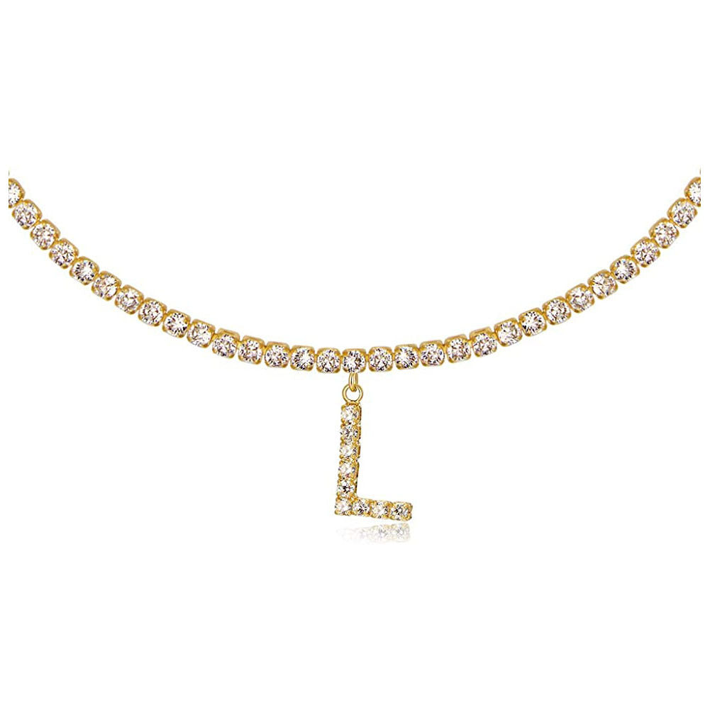 26 English Letter Diamond Pendant Necklace Wholesale Gooddiy