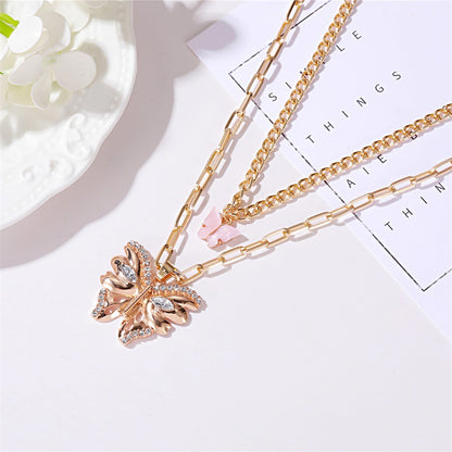 New Necklace Bohemian Fashion Metal Size Butterfly Pendant Double Necklace Wholesale Gooddiy