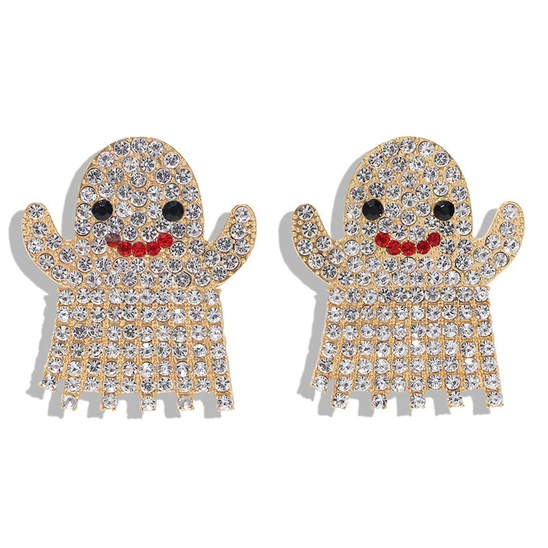 Fashion Skull Diamond Alloy Artificial Gemstones Earrings