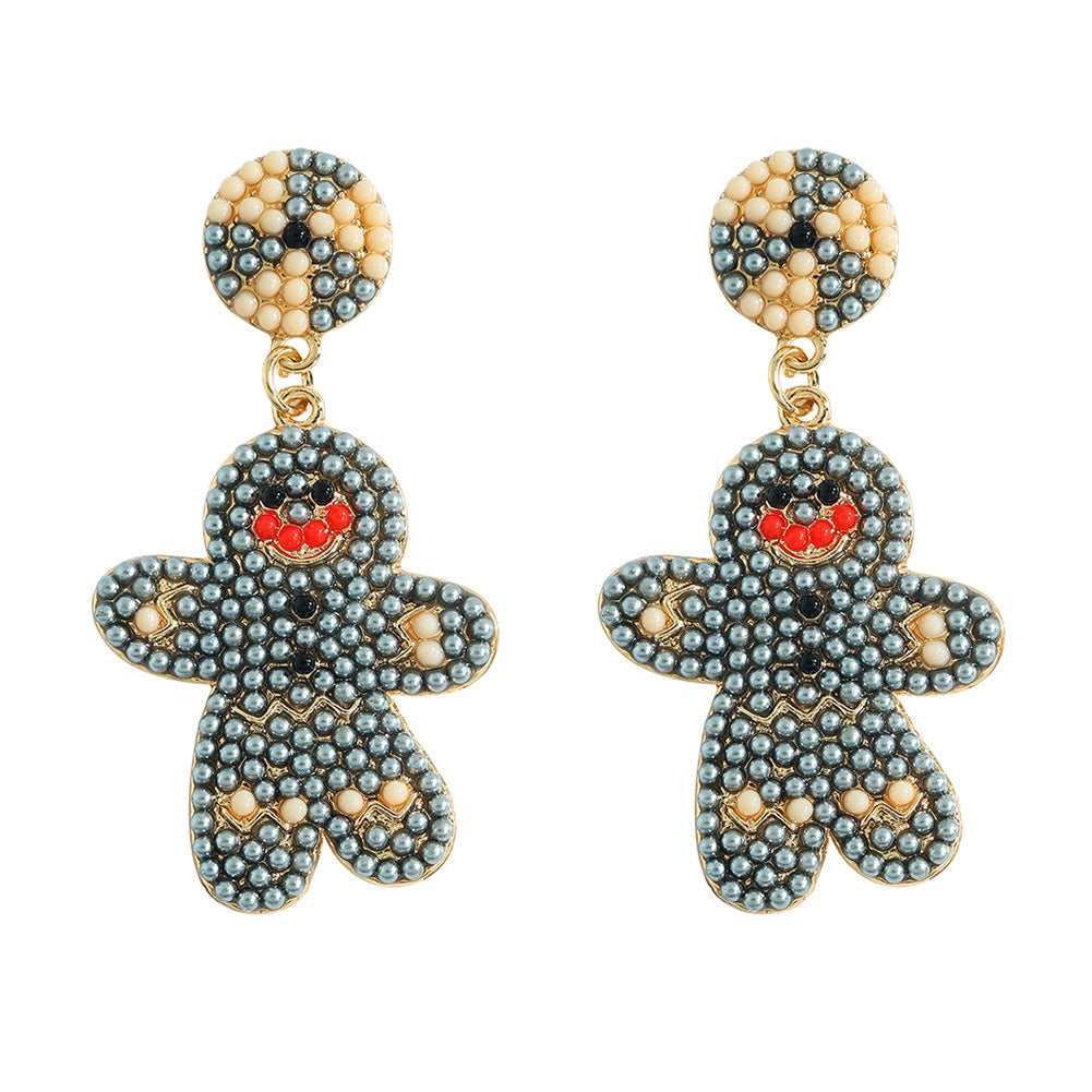 Fashion Skull Diamond Alloy Artificial Gemstones Earrings