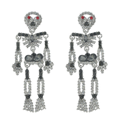 Fashion Skull Diamond Alloy Artificial Gemstones Earrings