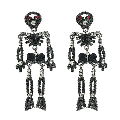 Fashion Skull Diamond Alloy Artificial Gemstones Earrings