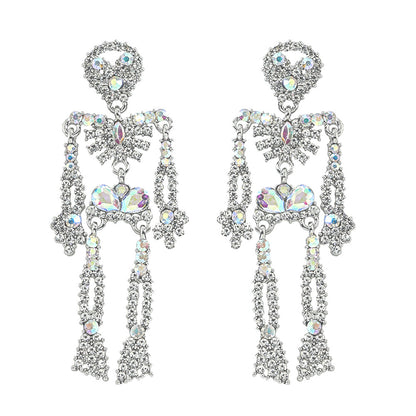 Fashion Skull Diamond Alloy Artificial Gemstones Earrings