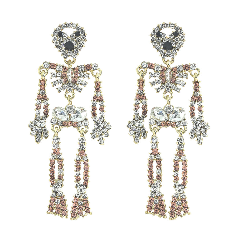 Fashion Skull Diamond Alloy Artificial Gemstones Earrings