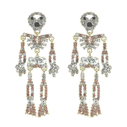 Fashion Skull Diamond Alloy Artificial Gemstones Earrings