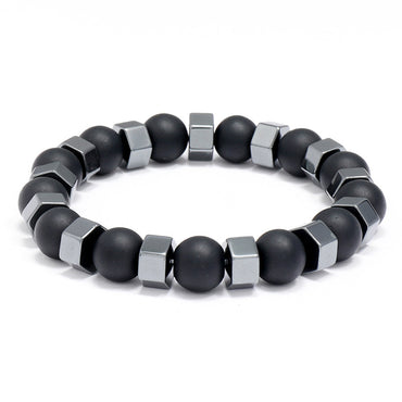 Fashion Men's Jewelry Beaded Bracelet Retro Black Gallstone Stretch Bracelet