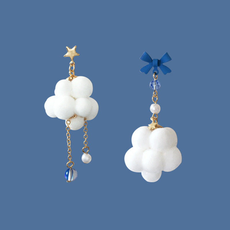 Japan And South Korea Fashion Earrings Cloud Raindrops Pendant Rhinestone Resin Stud Earrings Wholesale