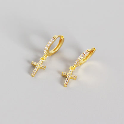 Fashion Cross Diamond Gem Earrings