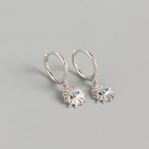 Yhe0208 S925 Sterling Silver Geometric Eyes Diamond Devil Eyes Earrings