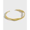 217 Korean S925 Sterling Silver Bracelet New Bangle Simple Irregular Concave Convex Surface Glossy Racelet