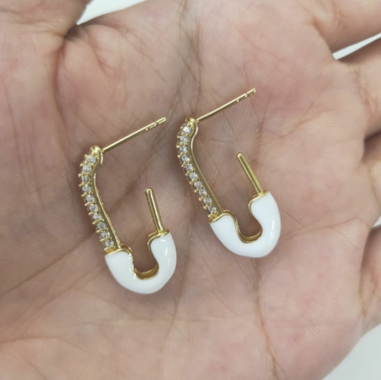 Gooddiy Simple Dripping Oil Diamond-studded Geometric Earrings Wholesale Jewelry