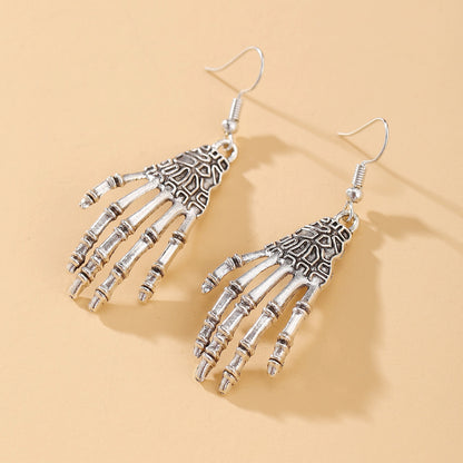 Creative Halloween Theme Earrings Exaggerated Horror Ghost Skull Palm Earrings