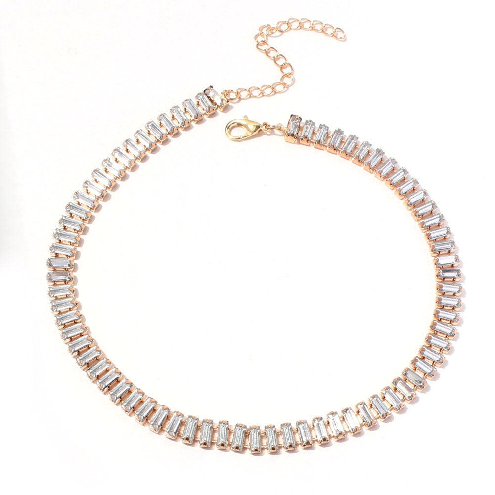 Personality Retro Alloy Rhinestone Short Necklace Choker Fashion Trend Necklace